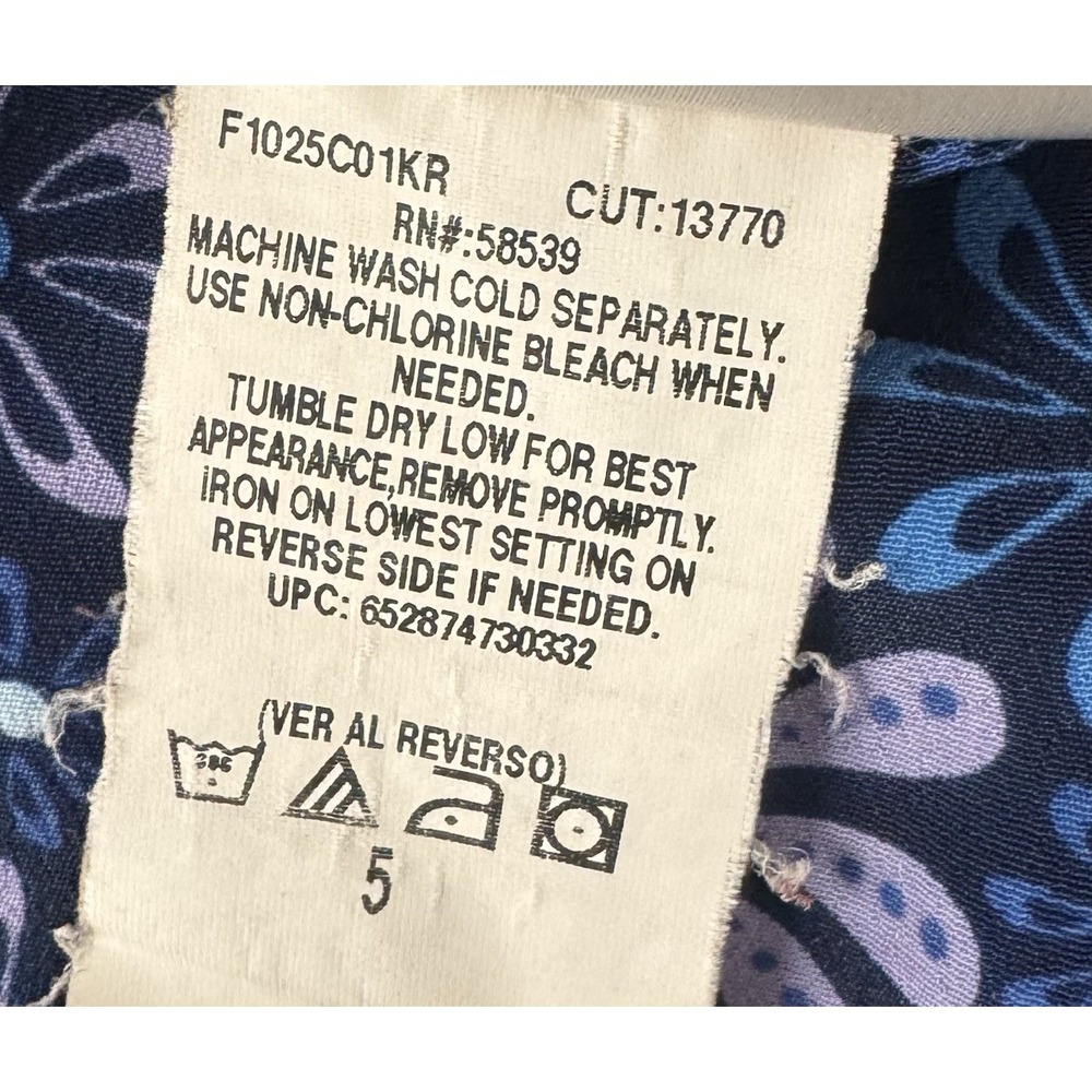 Y2K 90s‎ Vintage SWAT Kids Dress Sundress Jumper Size 5 Polyester Navy Floral - Picture 5 of 5